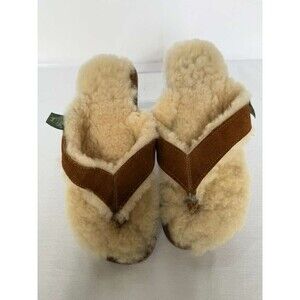 Cloud Nine Sheepskin Sandals Women 9 Brown Suede Wool Lined Flip Flops